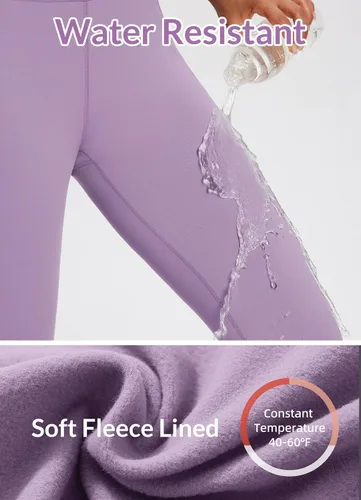 Miniatura 53 de baleaf Leggings con forro polar para mujer, impermeables, pantalones de senderismo de invierno, mallas térmicas para correr, bolsillos