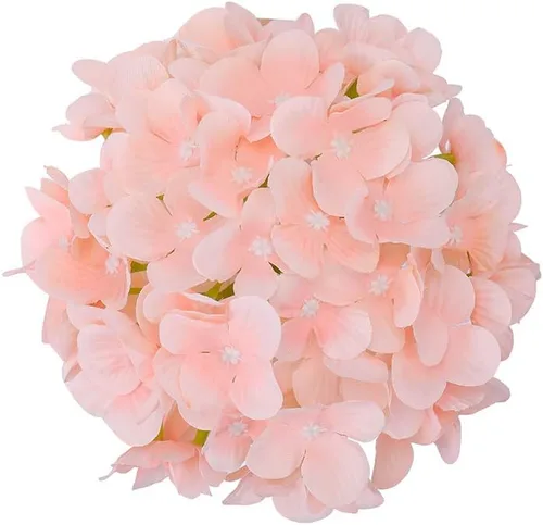 Miniatura 2 de Cabezas de hortensias de seda con tallos de flores artificiales para decoración del hogar, boda, paquete de 10 unidades (rosa melocotón)