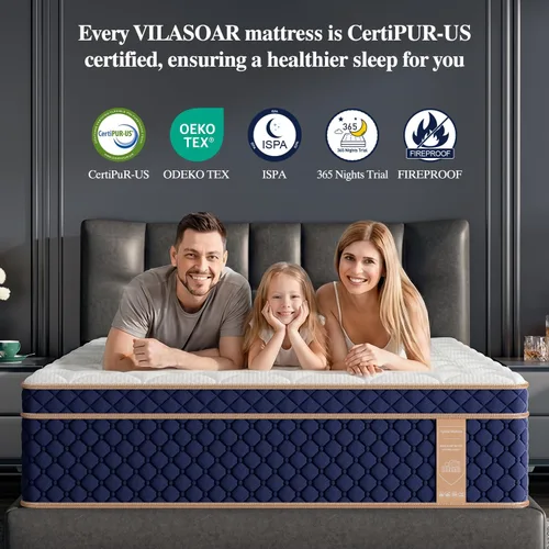 Miniatura 7 de Colchón matrimonial de 12 pulgadas, colchones híbridos en una caja con espuma viscoelástica de gel, alivio de presión y firmeza media con fuerte