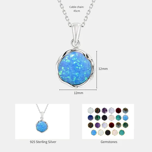 Miniatura 30 de 925 Sterling Silver Gemstone Necklace Women - Gemstone Pendant Necklace Silver- Birthstone Necklace - Silver Jewelry for Women- Minimalist Jewelry