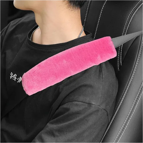 Miniatura 13 de Ziciner Paquete de 2 fundas para cinturón de seguridad de automóvil con almohadillas para hombros, cubiertas universales suaves de piel de oveja Rojo