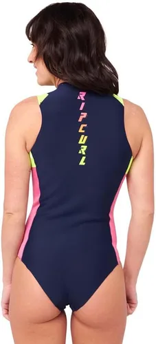 Miniatura 2 de Rip Curl Traje de neopreno corto G Bomb para mujer de 0.039 in, sin mangas, color rosa marino, fácil de estirar