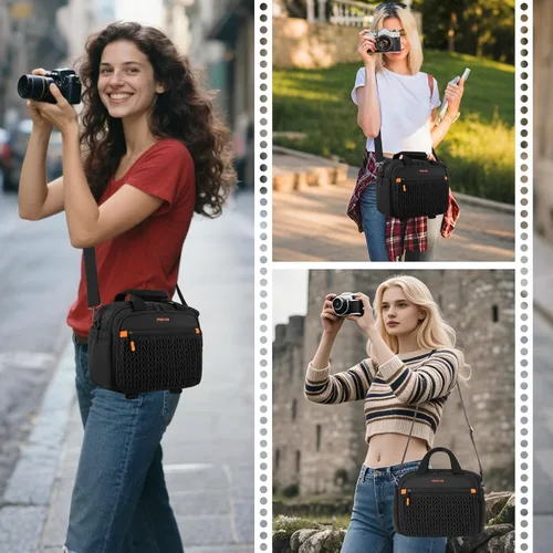 Miniatura 8 de MOSISO Bolsa para cámara para fotógrafos, bolsa de hombro para fotografía para cámaras DSLR/SLR/SLR/sin espejo, funda acolchada con orejas de trigo
