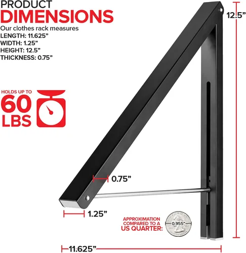 Miniatura 2 de Percha Única Plegable para Ropa, Perchero Retráctil de Pared para Secador de Ropa, Barra Colgante para Secar, Pequeños Estantes Plegables para Ropa