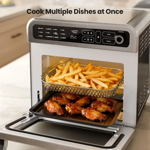 Miniatura 6 de Kismile Combo de horno tostador de freidora de aire de 18 cuartos de galón, horno de convección de encimera 12 en 1, temperatura ajustable de 70 a