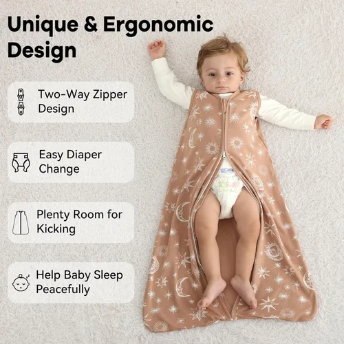 Miniatura 4 de Unnivoll - Saco de dormir para bebé de 18 a 24 meses, paquete de 3 unidades, 100 % de algodón, ligero, con un TOG de 0.5, manta portátil para bebé