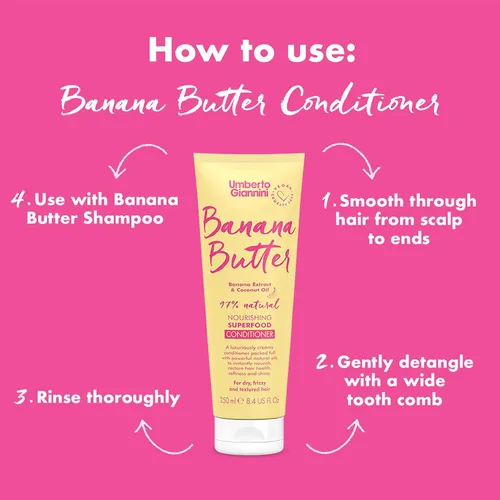 Miniatura 3 de Umberto Giannini Acondicionador nutritivo de mantequilla de plátano, fórmula hidratante vegana y libre de crueldad para cabello seco, texturizado