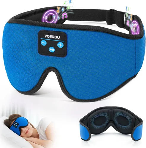 Miniatura 10 de Voerou Sleep Headphones 5.2 - Máscara de dormir Bluetooth con música y altavoces ultrafinos, perfectos para dormir, viajar en avión, meditación