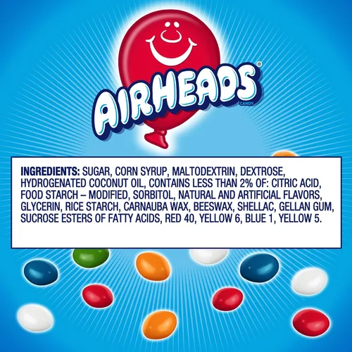 Miniatura 8 de Airheads Bocaditos de caramelo, sabores de frutas surtidos, cine, fiesta, concesiones, paquetes de 2 onzas (caja de 18)