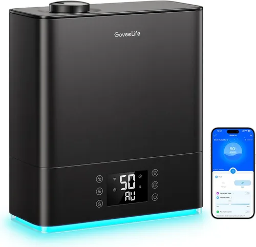 GoveeLife Humidificadores Inteligentes para Dormitorio Habitación Grande, Humidificador de Aire WiFi de Niebla Fría de Llenado Superior de 6L, Modo