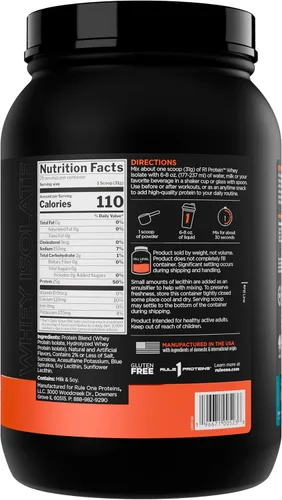 Miniatura 2 de Rule 1 Proteins R1 Proteína de suero aislado - Con 25g de proteína y 6g de BCAA exclusivamente de fuentes aisladas e hidrolizadas