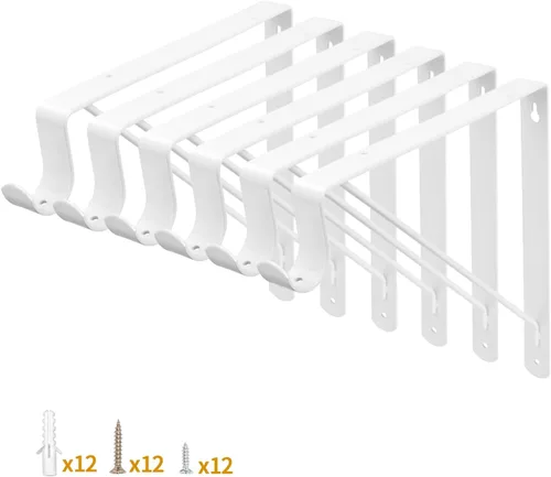Miniatura 9 de Yarssihha Paquete de 2 Soportes para Barra de Armario, Soporte de Estante de Armario Montado en Pared de 12 x 10.4 Pulgadas, Soporte Negro