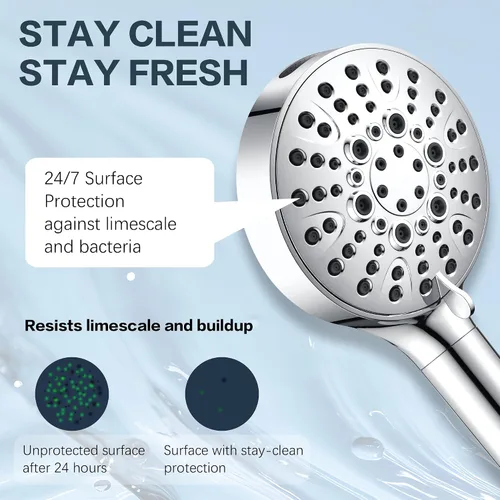 Miniatura 8 de BRIGHT SHOWERS Cabezal de ducha filtrado con mano, cabezal de ducha de 9 modos de pulverización de alta presión con manguera larga y soporte, filtro