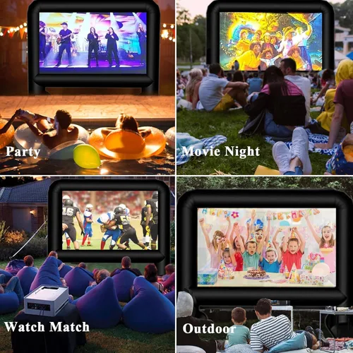 Miniatura 6 de Pantalla de cine inflable de 16 pies para exteriores, pantalla de proyector inflable compatible con proyección frontal y trasera para patio trasero