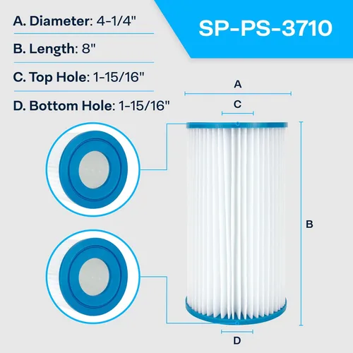 Miniatura 2 de SpiroPure Repuesto para Intex 29000E 59900E Tipo A 58631 59900 Unicel C-4607 Coleco F-120 Aqua Leisure Tamaño 2 Pleatco PC7-120 FC-3710 Cartucho