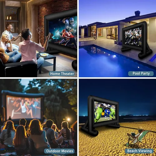 Miniatura 6 de Inlftable - Pantalla de cine inflable de 17 pies para exteriores, pantalla de película inflable con bolsa de almacenamiento de soplador de aire