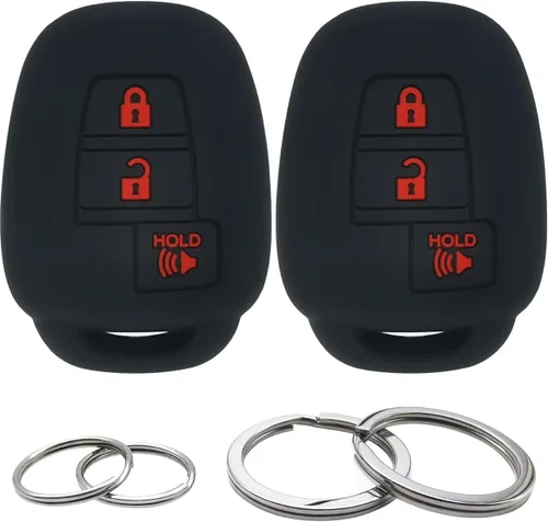 Miniatura 6 de Funda de silicona para llavero de 2 piezas, protector sin llave compatible con Toyota RAV4 Highlander Sequoia Tacoma Tundra 3 botones