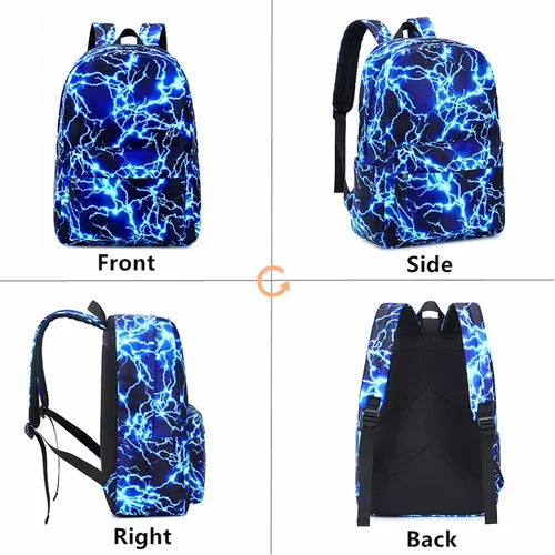Miniatura 4 de Mochila escolar para niños de mezhsa, para primaria y secundaria, tipo rayo, para portátil, adolescente, impermeable, ligera, 43 cm, 1-azul