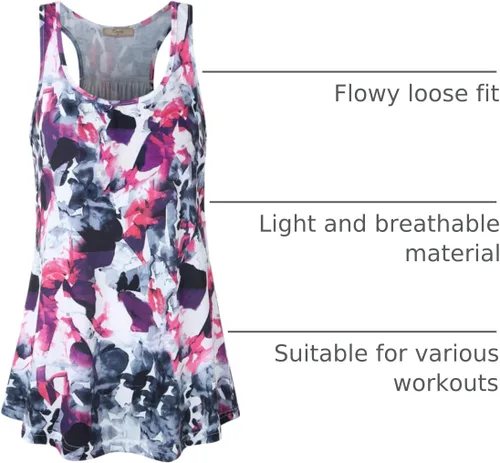 Miniatura 40 de Cestyle - Camiseta sin mangas para mujer, cuello redondo, corte holgado, para entrenamiento