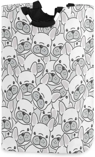 Miniatura 14 de visesunny Cesta plegable para la ropa sucia Bulldog con pajarita de animales grande con asa, juguetes y organización de ropa para baño, dormitorio