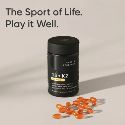 Miniatura 7 de Sports Research® Vitamina D3 + K2 con aceite de coco, vitamina D vegana de 10,000iu y vitamina K Mk7 de 100 mcg para apoyo óseo e inmunológico