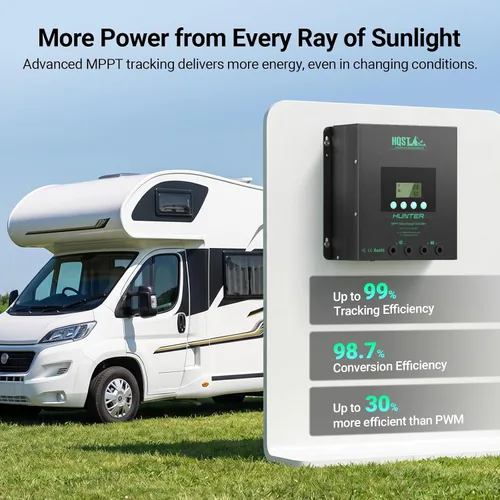 Miniatura 6 de HQST Controlador de carga solar MPPT de 60 A, auto de 12 V/24 V/36 V/48 V, entrada fotovoltaica máxima de 150 V, aplicación Bluetooth inteligente