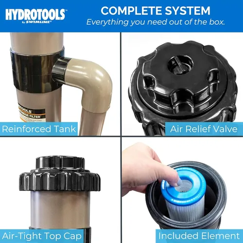 Miniatura 6 de Swimline Hydrotools - Sistema de filtro de cartucho para piscinas sobre tierra, 8 pies cuadrados con bomba de 0.3 THP, para piscinas de hasta 9000
