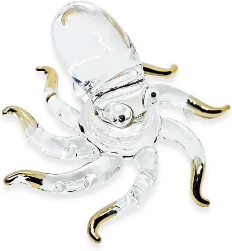 Miniatura 11 de WitnyStore Figura pequeña de pulpo arcoíris punteado dorado de 5½ pulgadas, pulpos de vidrio soplado a mano, calamares, sepia, moluscos marinos