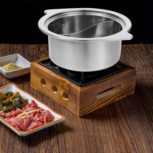 Miniatura 8 de ERINGOGO Olla caliente con divisor, olla antiadherente de acero inoxidable para Shabu Shabu, olla de sopa de doble cara, china para inducción