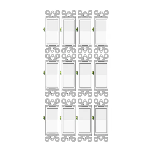 Miniatura 19 de Greencycle Interruptor de luz basculante de un solo polo, interruptor de luz de paleta de 15 amperios, interruptores Sp blancos, 120V-277V CA