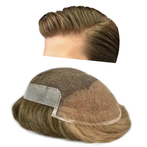 Miniatura 19 de Toupee Hairpiece for Men Real Human Hair Replacement Systems for Men Swiss Lace Front Bleached Knot Natural Hairline Hair Pieces for Men6*8''-100%