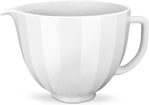 Miniatura 3 de KitchenAid Cuenco de cerámica de 5 cuartos para todos los mezcladores de soporte de cabeza inclinable de 4.5-5 cuartos KSM2CB5PWS, carcasa blanca