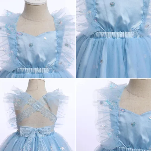 Miniatura 5 de IDOPIP Vestido de tutú de mariposa para bebé, sin mangas, sin espalda, de encaje, princesa, vestido de fiesta de cumpleaños con diadema