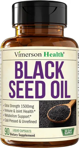 Aceite de semilla negra – Cápsulas de aceite de semilla negra prensado en frío – Proporciona vitamina E y Omega 3 6 9 – Alta potencia (1500 mg) para