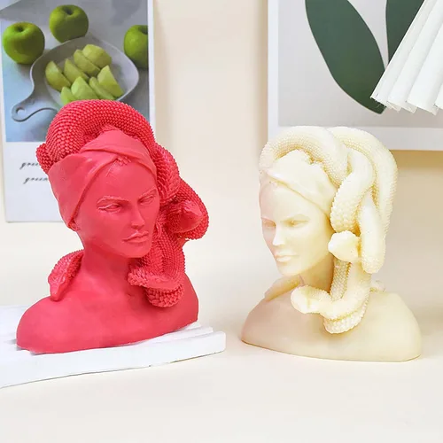 Miniatura 6 de Grainrain Moldes de velas de figuras, moldes de pilar – Gorgon Medusa – Moldes de silicona de fundición de resina para decoración del hogar