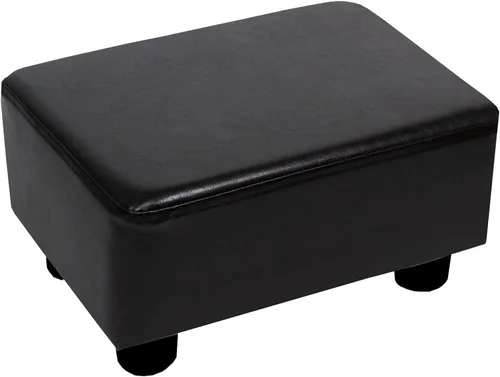 CAROLMADE Taburete Pequeño Otomana Reposapiés con Patas Bajo el Escritorio Reposapiés para Sala de Estar, Dormitorio y Oficina, Negro