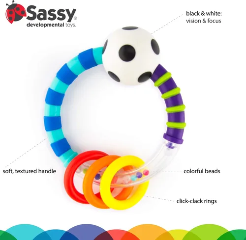 Miniatura 3 de Aro sonajero Sassy, azul/negro, Azul/Negro