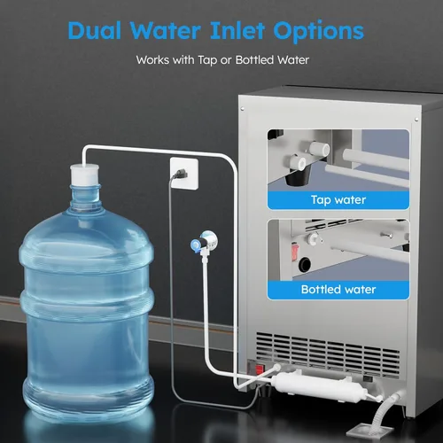 Miniatura 5 de Máquina comercial para hacer hielo – 150 libras/24 horas, máquina de hielo comercial con contenedor de almacenamiento de 50 libras, debajo