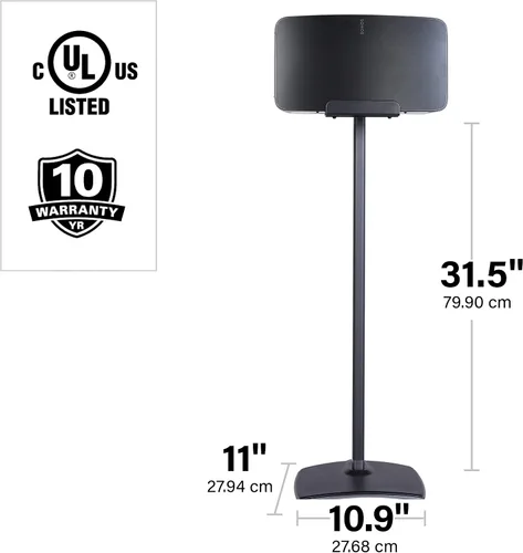Miniatura 3 de SANUS Soporte de altavoz inalámbrico para Sonos Five y Sonos Play:5 - Diseño de mejora de audio para audio vertical y horizontal con gestión de Negro