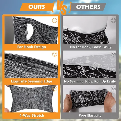 Miniatura 4 de ZeroReasion Polainas de cuello para hombres y mujeres, máscara facial con cinta elástica para las orejas para protección contra el polvo, el viento