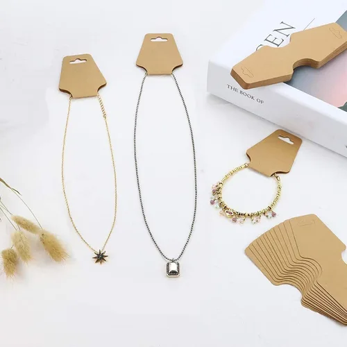 Miniatura 5 de 200 tarjetas de exhibición de pulseras con adhesivo, collar y llavero, tarjetas de exhibición, gargantilla, tarjetero de papel Kraft, etiquetas