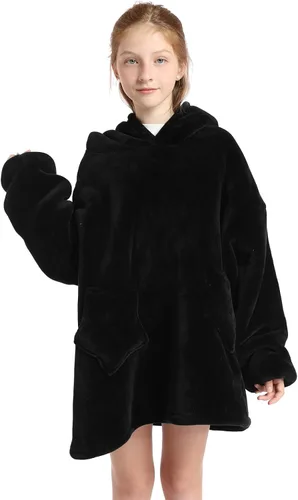 Miniatura 4 de Manta con capucha para niños, de 4 a 12 años, sudadera de animales, de gran tamaño, hecha de franela súper suave, cálida y cómoda, diseño de gato