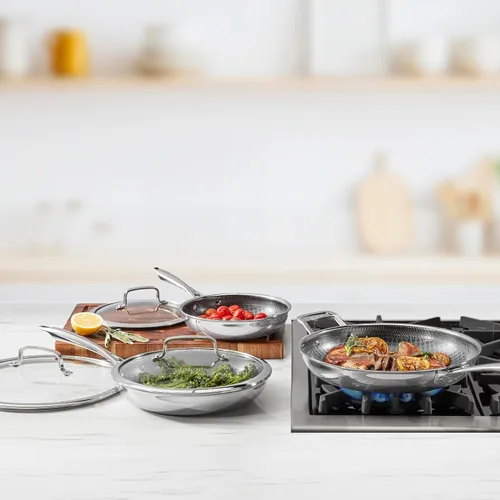 Miniatura 2 de Cuisinart FusionElite+ Juego de utensilios de cocina antiadherentes de acero inoxidable de tres capas, juego de cocción de sartenes de 6 piezas