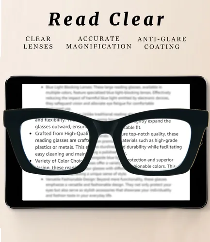 Miniatura 3 de Hubeye Lentes de lectura estilo Oprah para mujeres, gafas de lectura estilo stylis con bloqueo de luz azul y bisagra de resorte