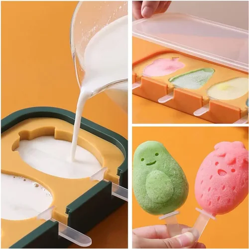 Miniatura 4 de Moldes de mini paletas reutilizables para niños y bebés, moldes reutilizables para paletas lindas de frutas y animales, moldes de silicona sin BPA