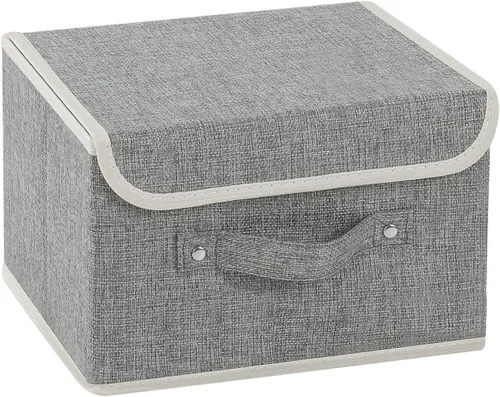 Miniatura 10 de Cajas de almacenamiento, contenedores de almacenamiento plegables con tapas, cestas de almacenamiento de tela de algodón y lino con asa