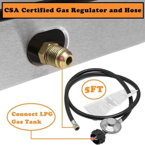 Miniatura 5 de Cocina de gas propano de 1 quemador, estufa de gas LPG portátil para camping, regulador de encimera de vidrio templado de encendido automático