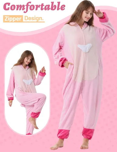 Miniatura 3 de QSTYLE Disfraz de animal para adultos, disfraz de Halloween, traje de cosplay de una pieza para mujeres y hombres