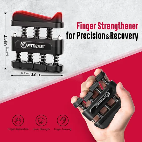 Miniatura 4 de FitBeast Entrenador de fuerza de agarre, kit de fortalecimiento de agarre de mano, paquete de 6 con fortalecedor de antebrazo de resistencia Negro