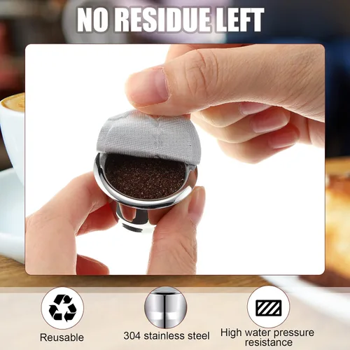 Miniatura 6 de Didaey Cápsulas de Espresso Reutilizables de Acero Inoxidable Vainas de Café Recargables Cápsulas de Espresso Reutilizables con Sellos de Papel